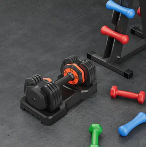 Adjustable Dumbbell Set, 10 In 1 Free Dumbbell For Men And Women, Black Dumbbell For Home Gym, Full Body Workout Fitness, Fast Adjust By Turning Handle 10 Gears55 LB Rieworkes