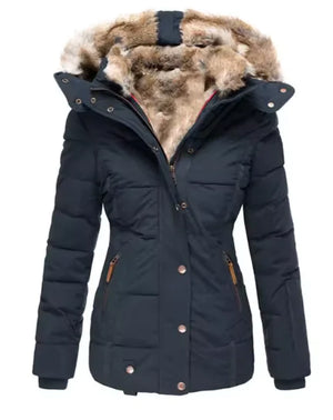 Fur collar long sleeve slim-fit cotton coat Rieworkes