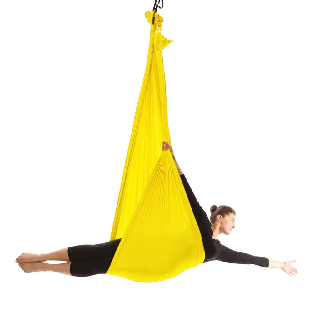 Wellsem Deluxe L:5.5 Yards W:3 Yard Yoga Flying Swing Aerial Yoga Hammock Silk Fabric for Yoga Bodybuilding(5mx2.8m) (Yellow) Mimarta