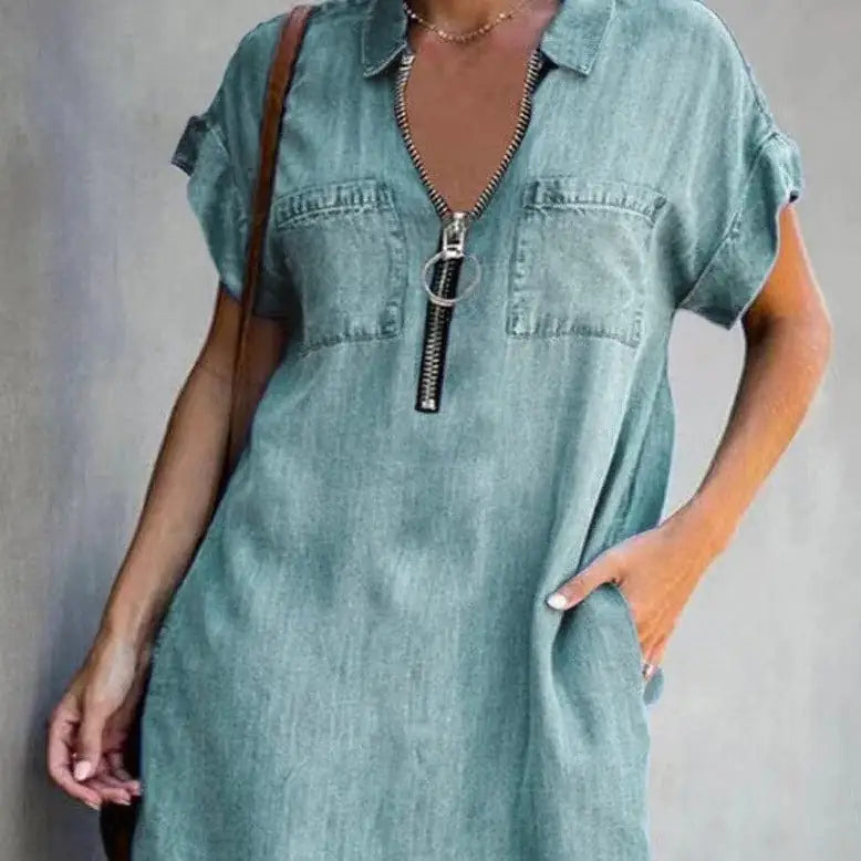 Denim Dress With Zip Closure Rieworkes