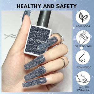 Makartt Reflective Gel Nail Polish HEART OF THE OCEAN Glitter Sparkling Disco Soak Off Diamond Gel Nail Art Christmas Gift DIY Manicure Salon at Home Glamour Shine Blue 15ML Rieworkes