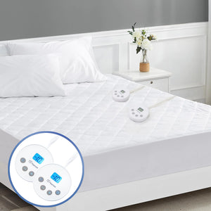 Yuurom Heated Mattress Pad Queen Size 60×80 inches Electric Mattress Pad Dual Control 10 Heat Settings 12 Hours Auto Off Timer 13ft Extra Long Cord Bed Warmer Mattress Cover 18" Deep Pocket Rieworkes