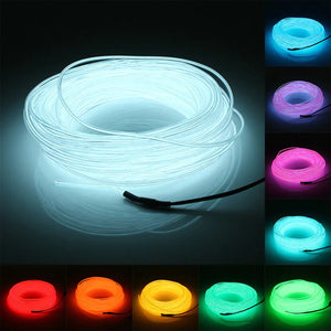 Neon LED Light Glow EL Wire String Strip Rope Tube Decor Car Party + Controller Rieworkes