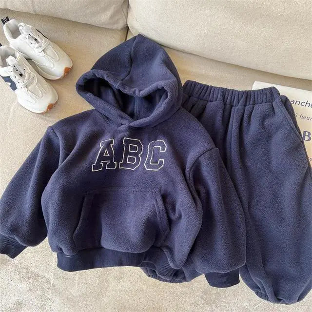 Kids' Autumn Winter Fleece Letter Sweatshirt Set Mimarta