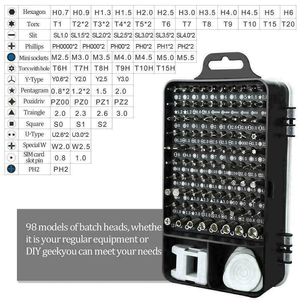 Magnetic Screwdriver Bit Set For iPhone Macbook Tool Kit Set Repair Watch 117PCS Rieworkes