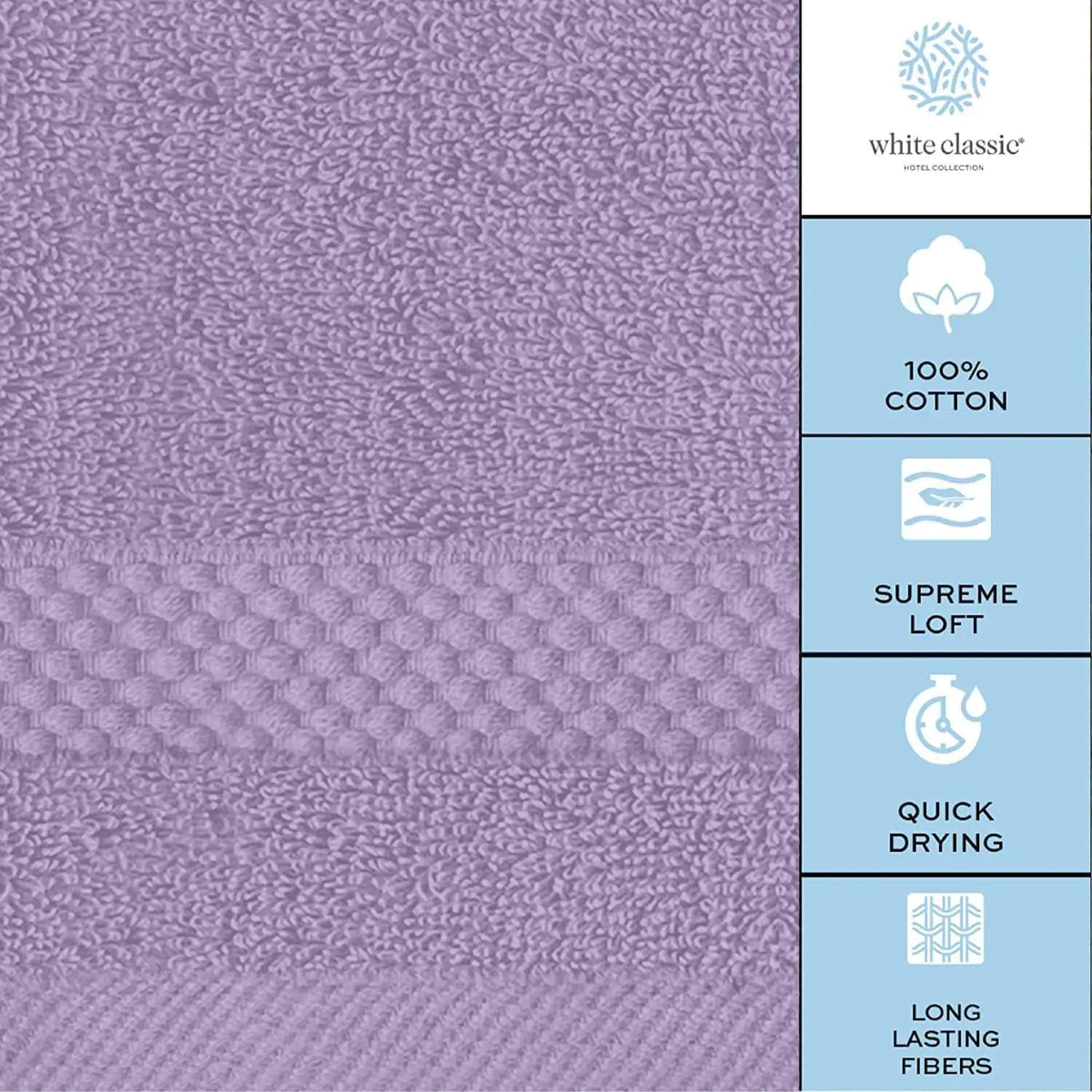 Luxury Washcloths for Bathroom Hotel Spa Bulk Set of 12 Lavender 13x13 Inch Rieworkes