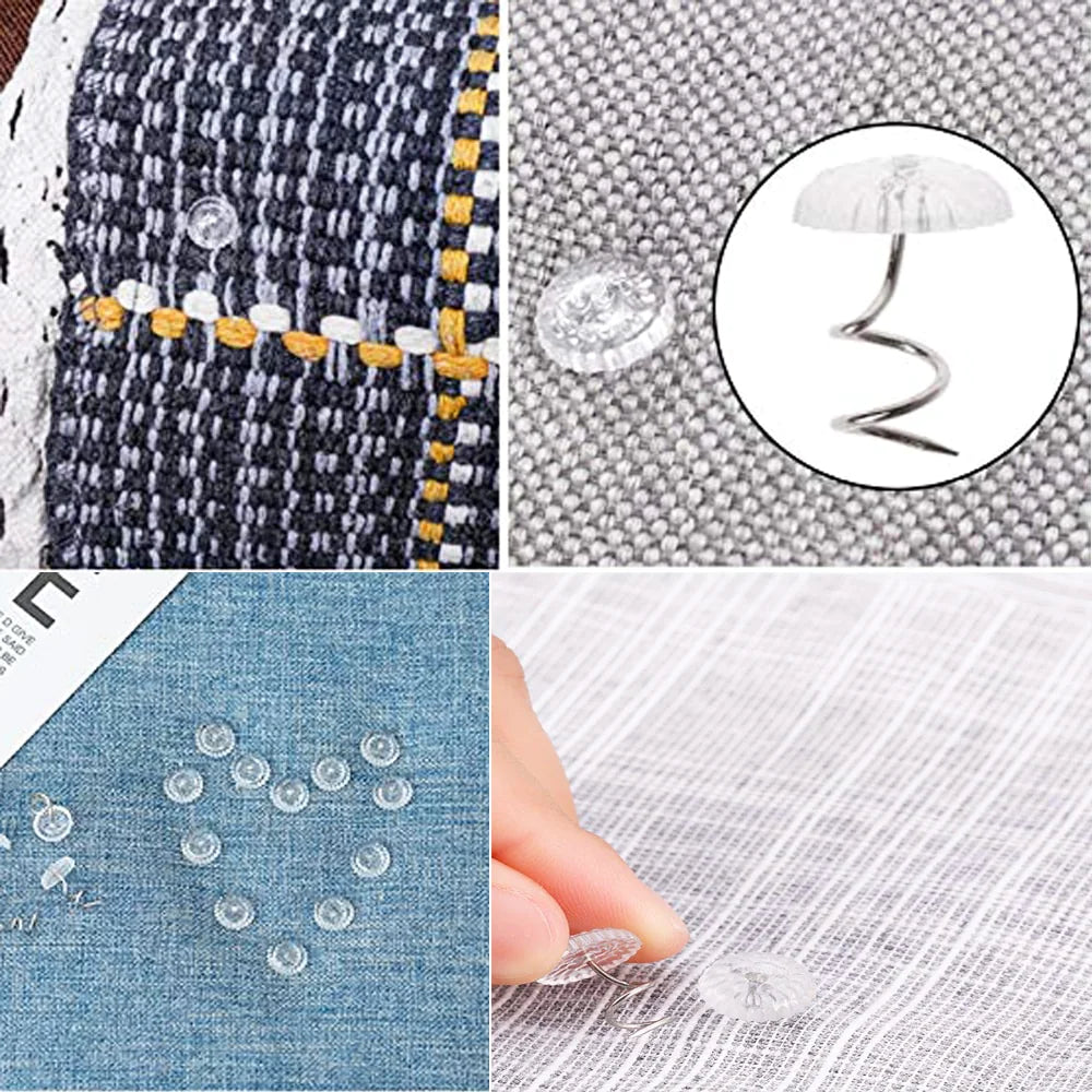 50 Pcs Upholstery Tacks Headliner Pins Clear Heads Twist Bed Fabric Sofa Chair Mimarta
