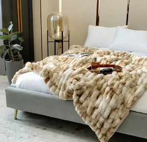 Luxury Faux Rabbit Fur Winter Blanket Rieworkes