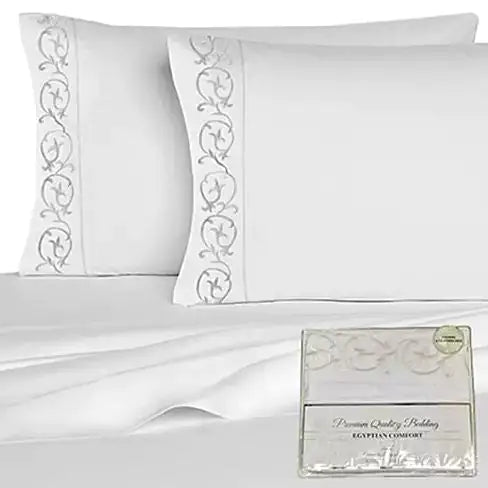 Victoria Embroidered 4 Pc Microfiber 1800 TC Sheets Set Rieworkes