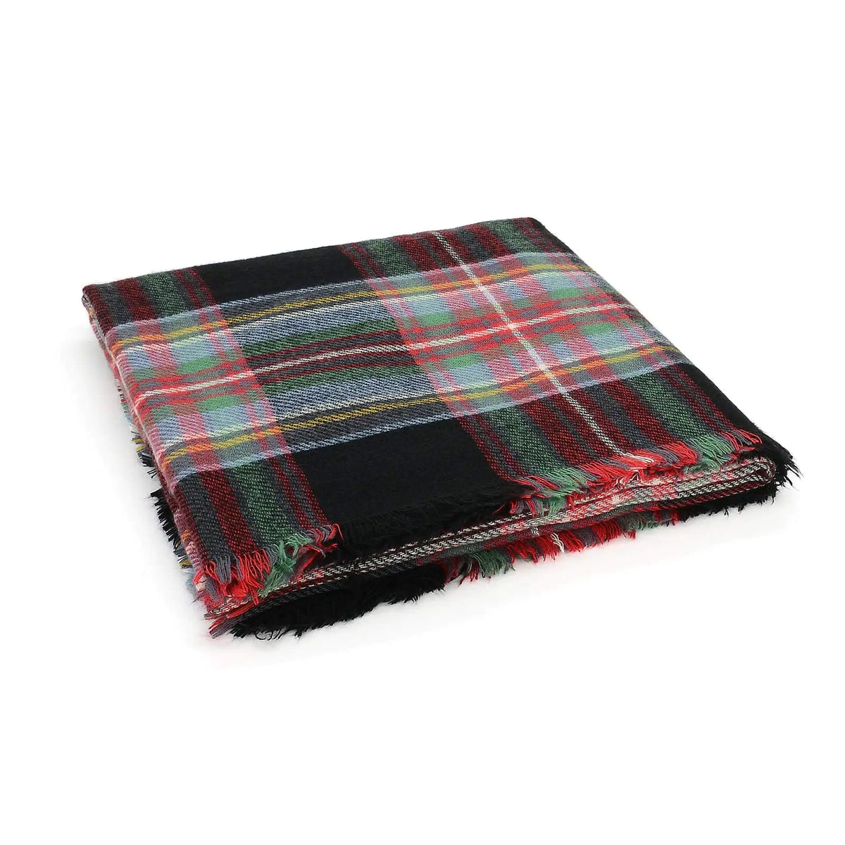 American Trends Womens Fall Winter Scarf Plaid Tassel Soft Warm Blanket Scarves Womens Shawl Wraps One Size Red &amp; Black Rieworkes