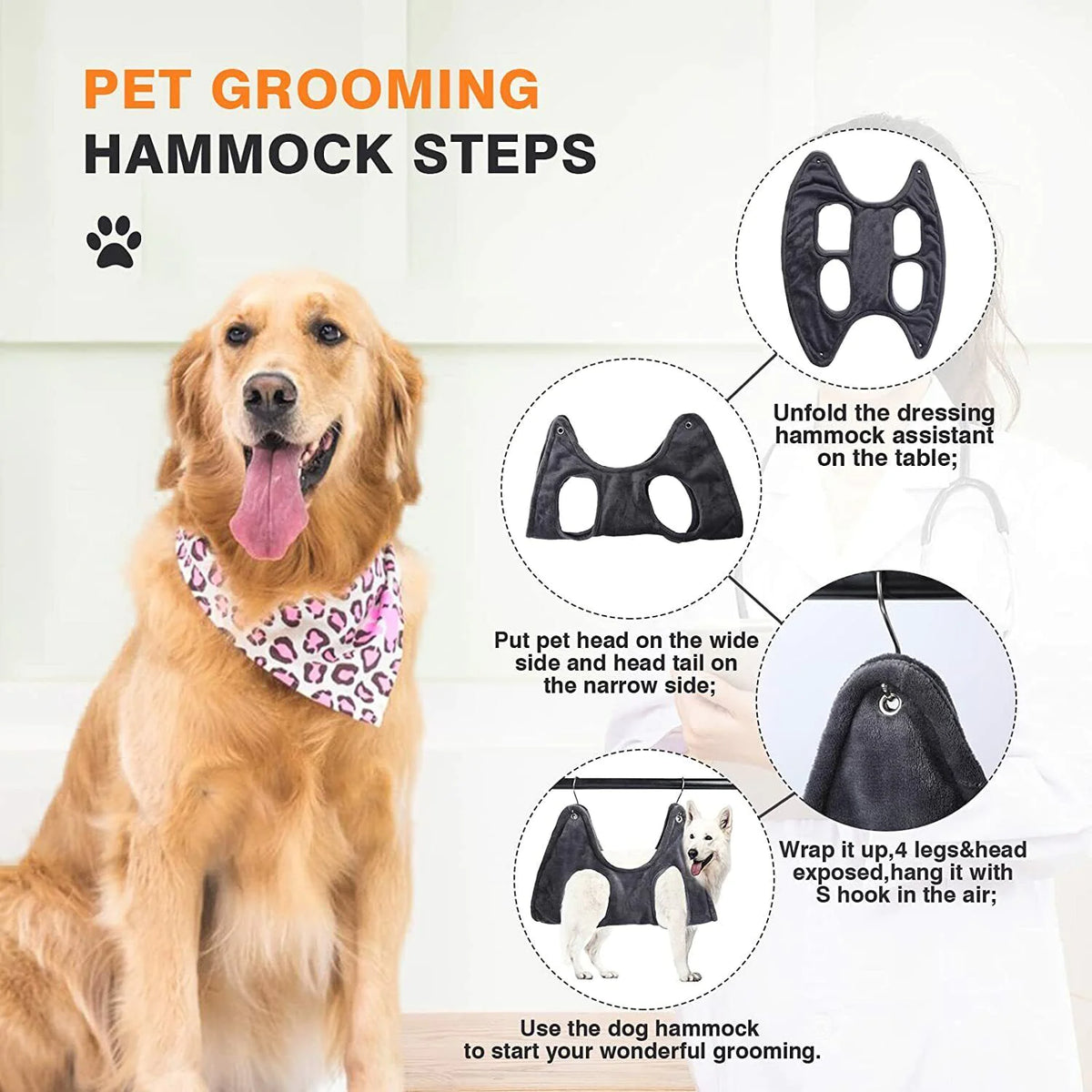 Portable Pet Dog Cat Grooming Hanging Hammock Harness Breathable Groom Helper US Mimarta