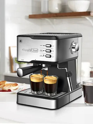 Geek Chef Espresso Machine, Espresso&Cappuccino Latte Maker 20 Bar Coffee Machine Compatible With ESE POD Capsules Filter&Milk Frother Steam Wand, 950W, 1.5L Water Tank,Ban Rieworkes