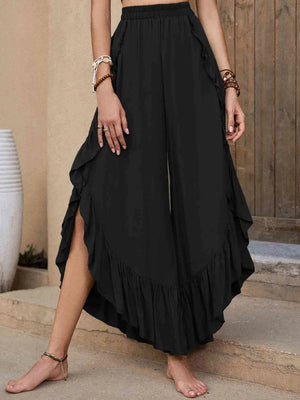 Enzo Ruffle Trim Long Pants- Mimarta