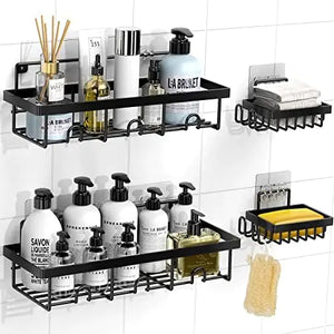 YAWSOUP Shower Organizer Wall Mounted Shelves 4 Pack Adhesive Bathroom Shower Caddy No Drilling Required for Storage and Organization Large Capacity Bathroom Shelf Shower Rack in Shower Mimarta