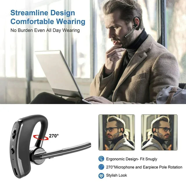 Bluetooth Earpiece Wireless Headset Noise Cancelling Headphones Driver Trucker Rieworkes