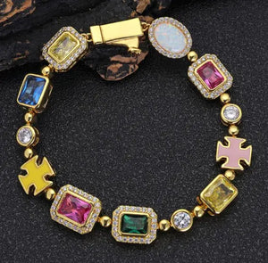 Gold-Plated Hip-Hop Gemstone Necklace Mimarta