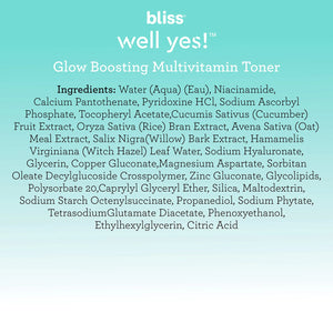 Bliss Well Yes Hydrating Toner with Vitamin B3, B5, B6, C & E - Brightens, Soothes, and Balances Skin - Alcohol-Free, Ideal for Sensitive & Oily Skin Glow Boosting Toner Rieworkes