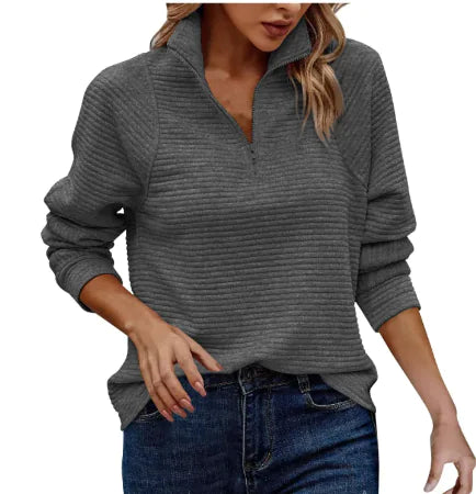 Loose Snake Bone Pattern Stand Collar Women's Sweater Rieworkes