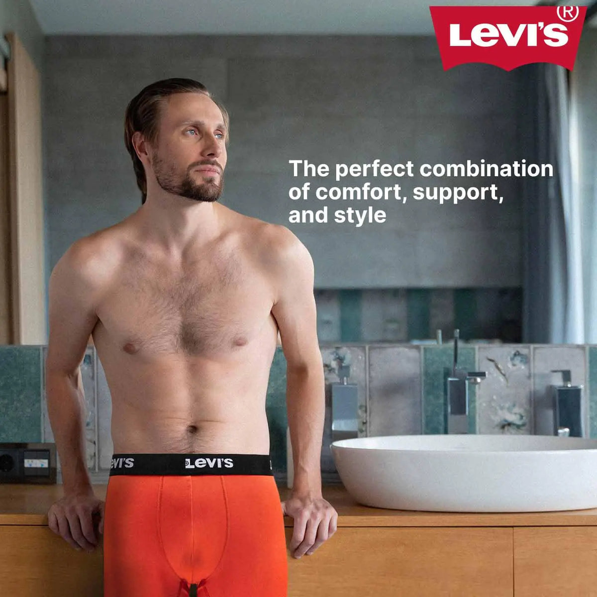Levi's Mens Underwear Microfiber Boxer Brief for Men Ultra Soft 4 Pack Small Black, Orange, Charcoal. Orange Print Rieworkes