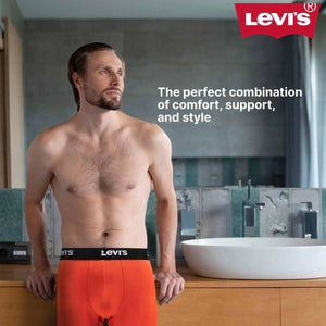 Levi's Mens Underwear Microfiber Boxer Brief for Men Ultra Soft 4 Pack Small Black, Orange, Charcoal. Orange Print Rieworkes