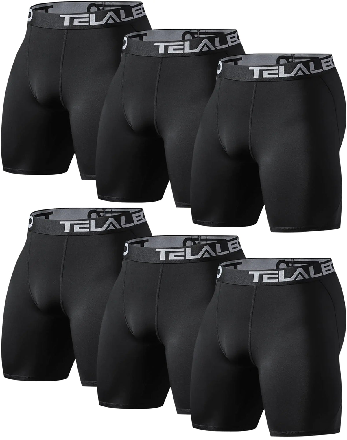 TELALEO 5/6 Pack Compression Shorts Men Spandex Sport Shorts Athletic Workout Running Performance Baselayer Underwear Black(6pcs) Small Rieworkes