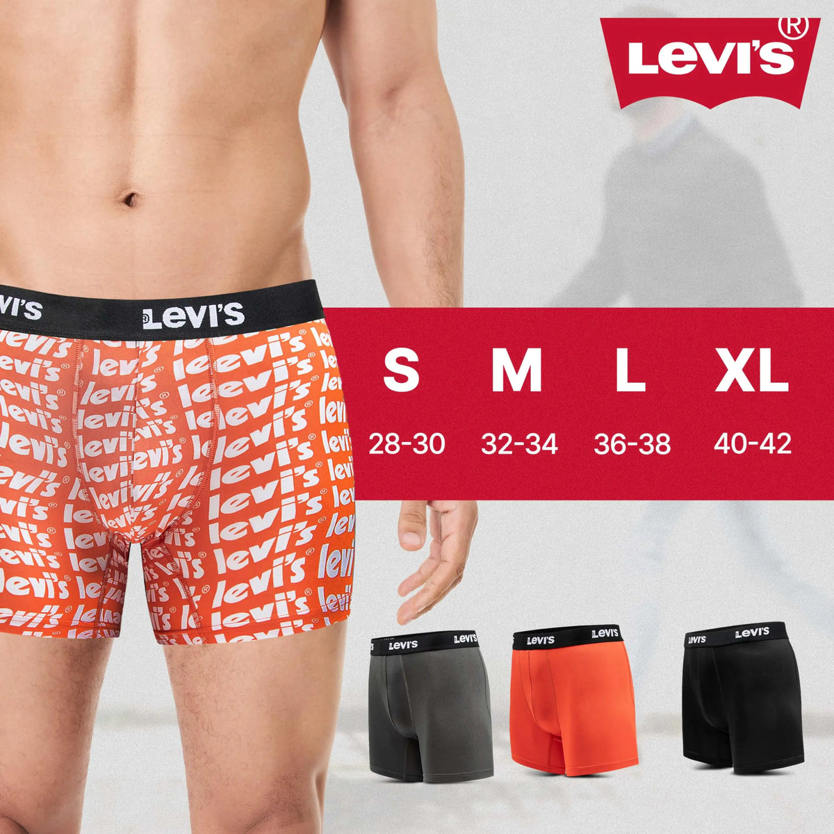 Levi's Mens Underwear Microfiber Boxer Brief for Men Ultra Soft 4 Pack Small Black, Orange, Charcoal. Orange Print Rieworkes