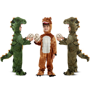 Spooktacular Creations Realistic T-rex Costume Outfit Dinosaur Jumpsuit with Egg for Kids Toddler Halloween Dress-up Party Bronze 3T(3-4 yrs) Rieworkes