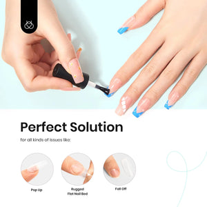 Beetles 5 in 1 Nail Glue Gel for Nail Tips and Clear Acrylic Nails Long Lasting, Curing Needed UV Extension Glue for Clear False Nail Tips and Clear Press on Nails, Nail Repair Treatment Rieworkes