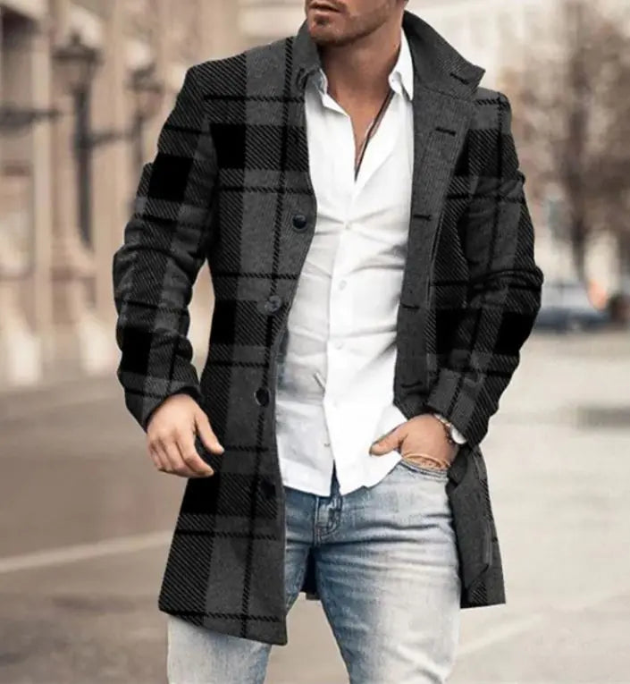 Men's Fashion Casual Tweed Stand-up Collar Coat Rieworkes