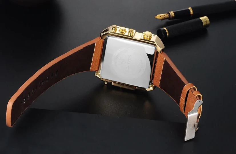 Luxury Sport Square Leather Watch Rieworkes