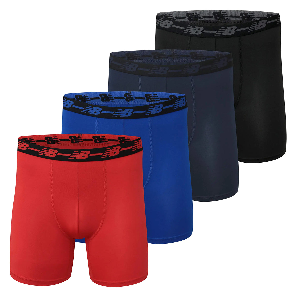 New Balance Men Standard 5" Performance No Fly Boxer Brief (4 Pack) Black/Team Royal/Team Navy/Embers 4X-Large Rieworkes