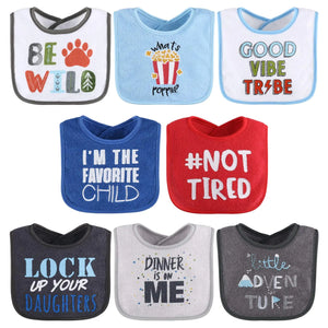 The Peanutshell Terry Bib Set for Baby Boys 8 Pack Set for Feeding Teething Drooling Rieworkes