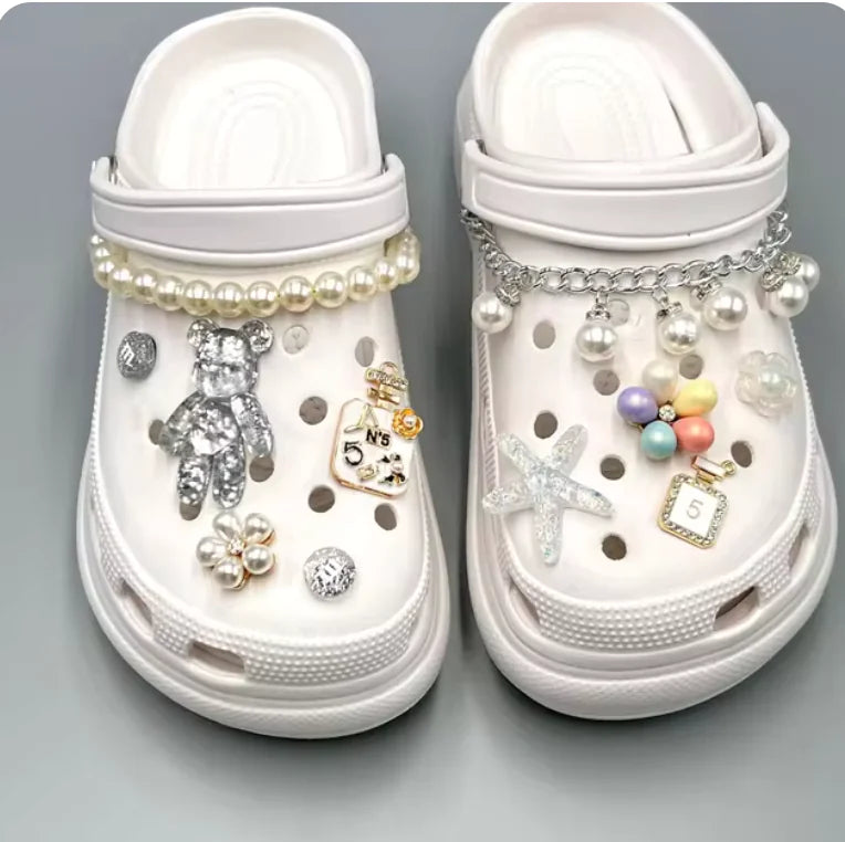 Pearl Chain Shoe Charms for Crocs and Sandals - Elegant DIY Decorations for Women Rieworkes