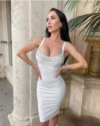 Light Luxury Rhinestone Tassel Women's Dress Skirt Mimarta
