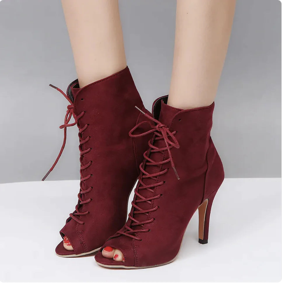 Peep-Toe Lace-Up Ankle Boots Rieworkes
