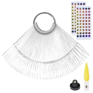 50pcs Nail Swatch Sticks with Number Stickers Nail Color Display Stiletto Tips Clear Nail Sample Sticks with Ring Practice Nail Tips Nail Supplies for Nail Techs Professional Nail Salon Mimarta