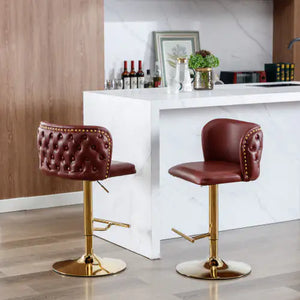 Furniture,Swivel Barstools Adjusatble Seat Height, Modern PU Upholstered Bar Stools With The Whole Back Tufted, For Home Pub And Kitchen Island Rieworkes