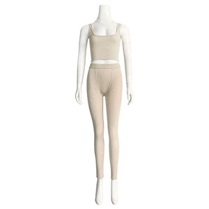 Gym Crop Tank Top Leggings Set Rieworkes