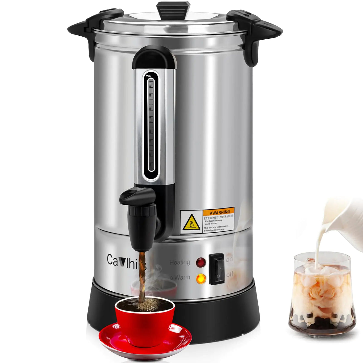 Coffee Urn 50 Cup 8L Large Coffee Maker Commercial Stainless Steel Hot Water Urn Coffee Fast Brew Dispenser 950W for Events & Catering 8L Single Mimarta