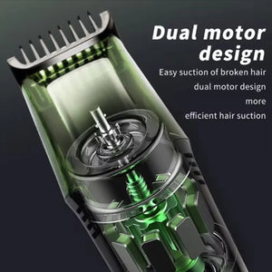 Washable Electric Vacuum Beard Trimmer: Mess-Free Wet & Dry Grooming with Auto-Suction! Rieworkes