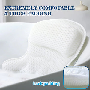 Bath Pillow Bathtub Pillow, Luxury Bath Pillows for Tub Neck and Back Support, Bath Tub Pillow Headrest with Soft 4D Mesh Fabric and Non-Slip Suction Cups, Relaxing Bath Accessories Spa Gifts Rieworkes