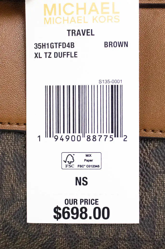 Copy of Michael Kors Travel Extra Large Brown PVC Top Zip Duffle Weekender Luggage Bag Mimarta