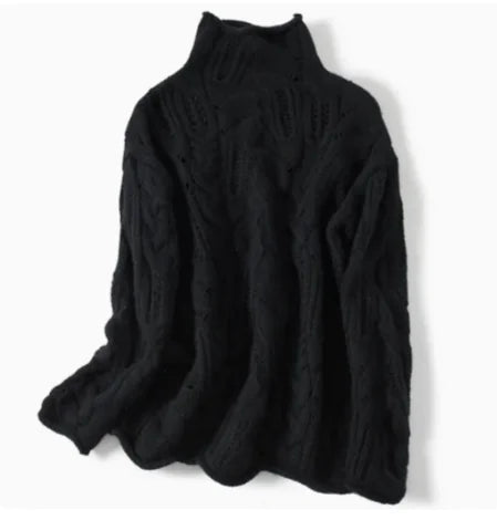 High Neck Loose Knit Sweater Mimarta