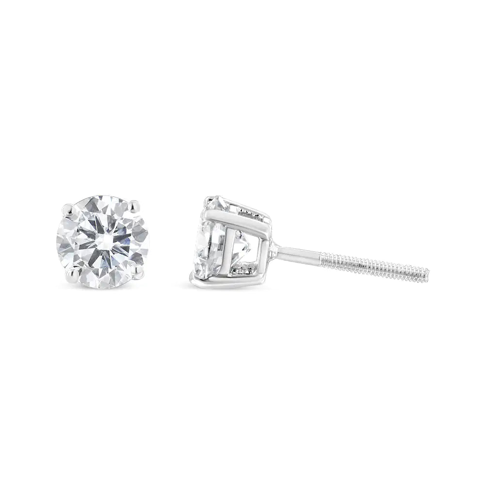 IGI Certified 14K White Gold 1 1/2 Cttw Lab Grown Diamond Solitaire Stud Earrings with Screwbacks (I-J Color, VVS2-VS1 Clarity) Rieworkes