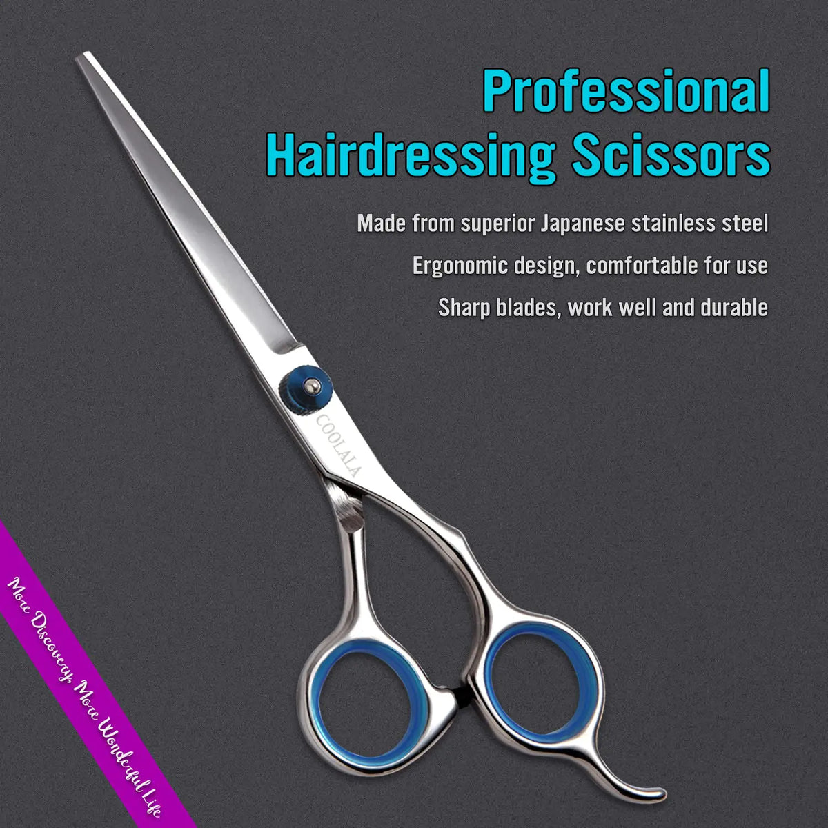 Stainless Steel Hair Cutting Scissors 6.5 Inch Hairdressing Razor Shears Professional Salon Barber Haircut Scissors, One Comb Included, Home Use for Man Woman Adults Kids Babies Rieworkes