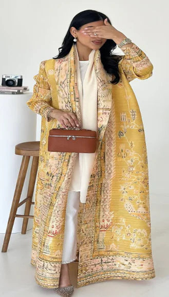 Pleated Print Plus Robe Mimarta
