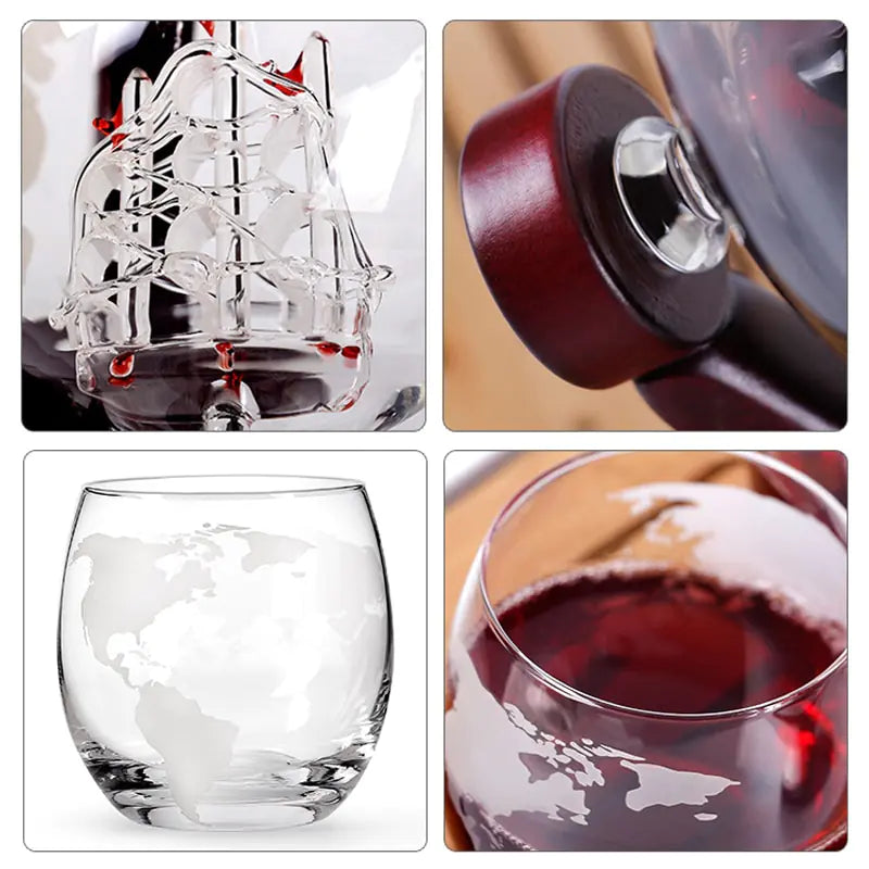 Whiskey Decanter Globe Wine Aerator Glass Set Rieworkes