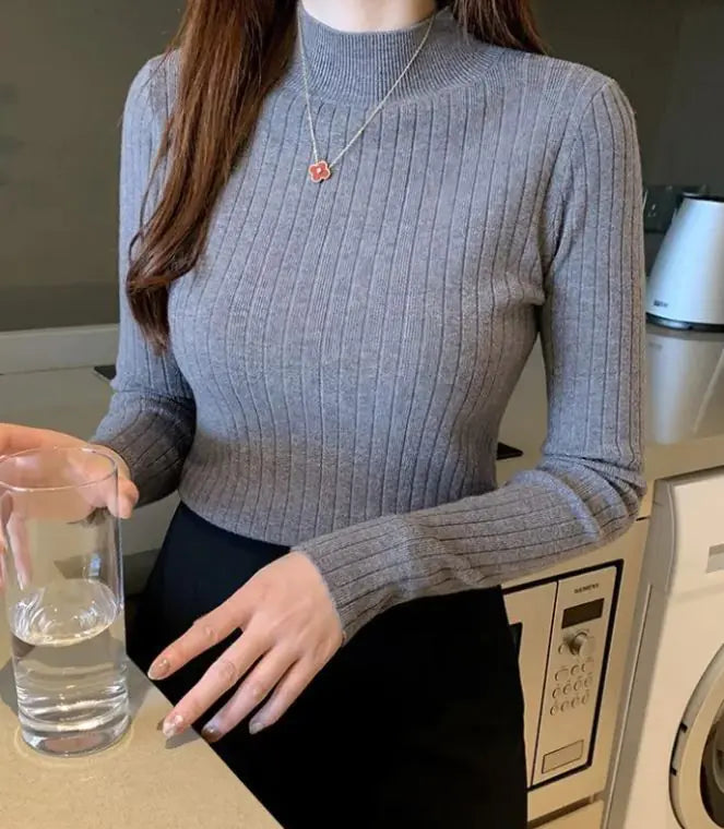 Half Turtleneck Bottoming Shirt Women's Long-sleeved Sweater Top Rieworkes