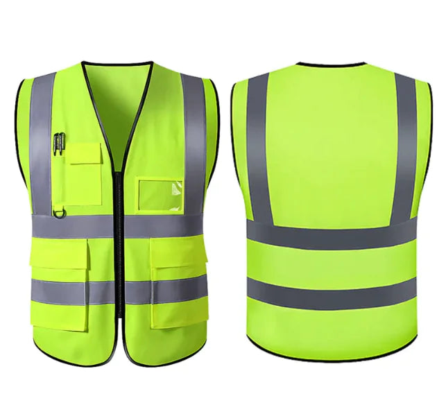 Reflective Safety Vest – Multi-Pocket Zipper Design for Construction &amp; Roadwork Mimarta