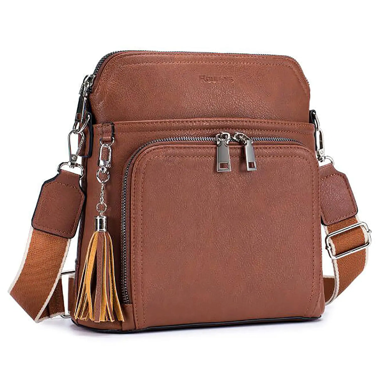 Crossbody Purse for Women,Lightweight Medium Crossbody Bag Soft Leather Women's Shoulder Handbags with Tassel Taupe Rieworkes
